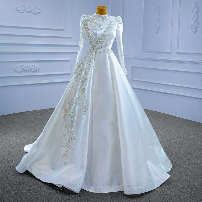 Victoria satin bridal wedding dress with long sleeve, modest d AiSO BRiDAL