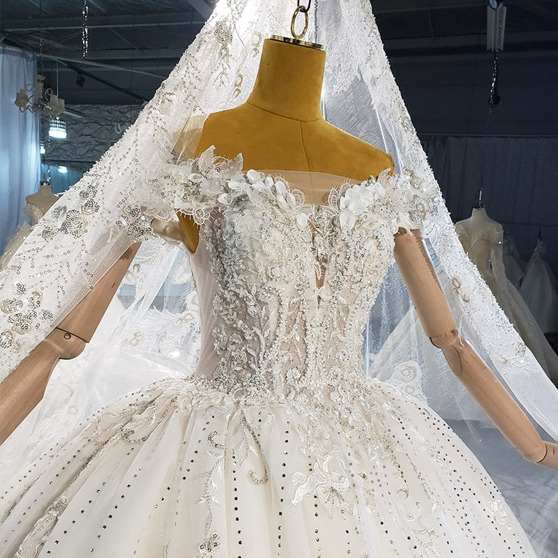 Elegant Lace Wedding Dress Bride New Applique Printed Pattern Frill Wedding gown
