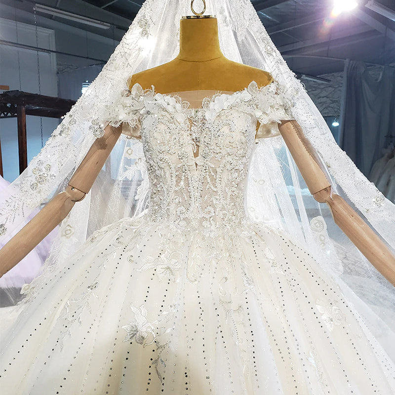Elegant Lace Wedding Dress Bride New Applique Printed Pattern Frill Wedding gown