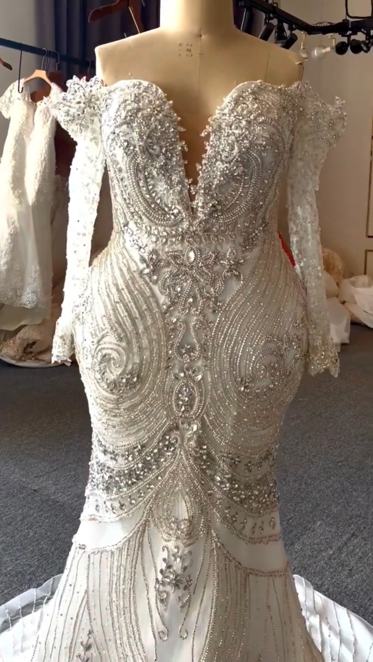 NS4534 Stunning Heavy Beading 2 in 1 Mermaid Wedding Dress