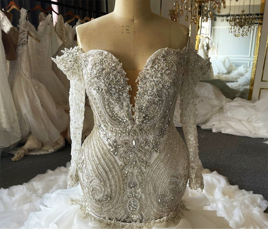NS4534 Stunning Heavy Beading 2 in 1 Mermaid Wedding Dress