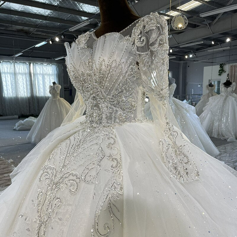 Leaf Lace Glitter Full A-Line Wedding Dress | Shop A.Cherie