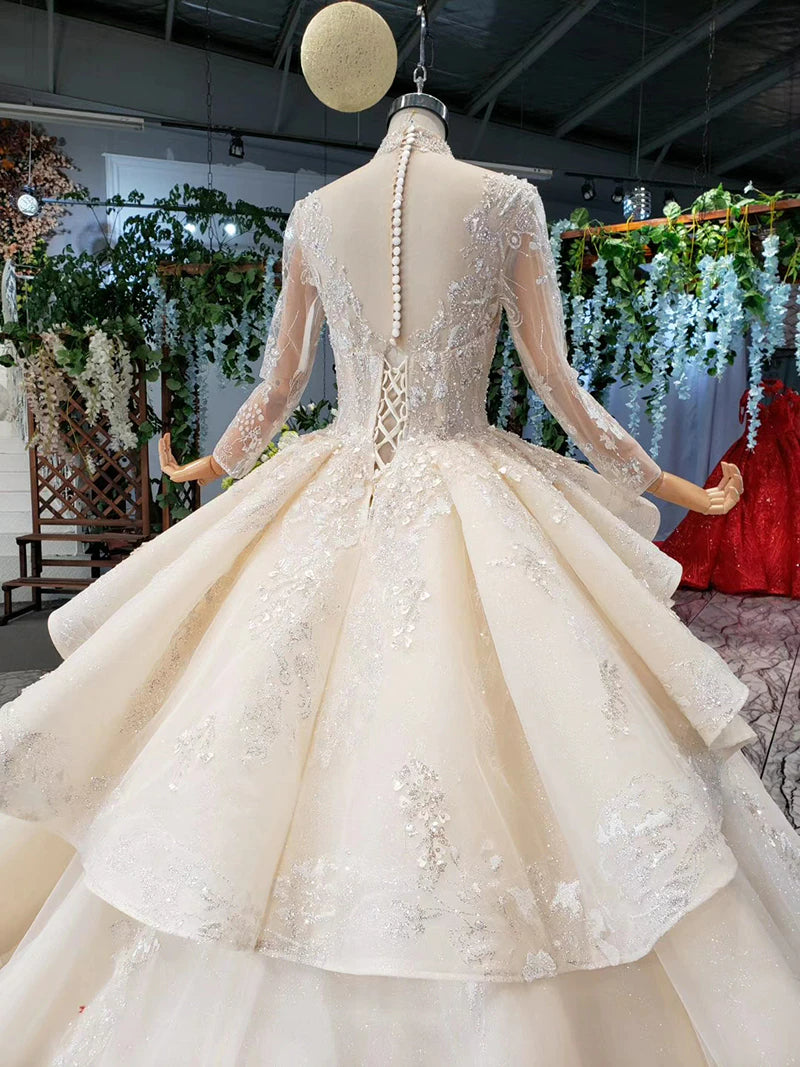 Ball Gown Wedding Dress 593, Short Sleeves Wedding Dress, Bridal Gown,  Cathedral Wedding Dress, V-neck Wedding Dress -  Sweden