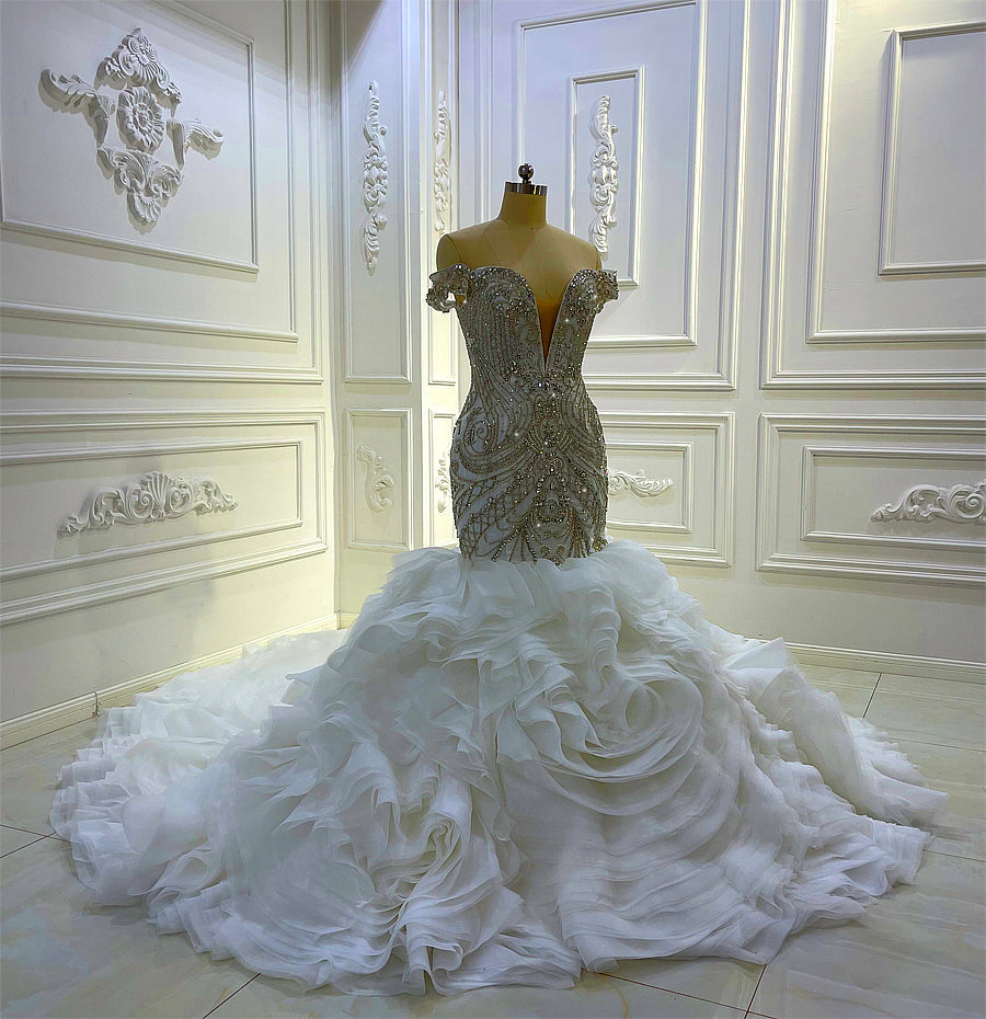 Lace Mermaid Wedding Dress With Swarovski Crystals (#PB144)