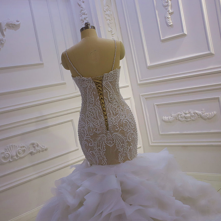 AM1210 Beaded Tiered Mermaid luxury Wedding Dress