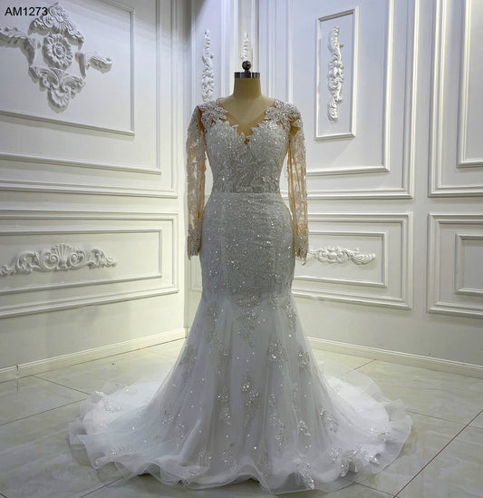 AM1273 Full Sleeve Lace Mermaid Wedding Dress
