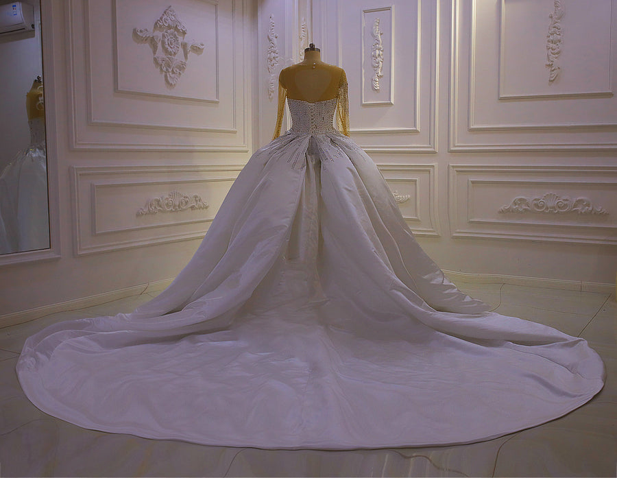 AM1340 Sweetheart Full Beading detachable train Mermaid Wedding Dress