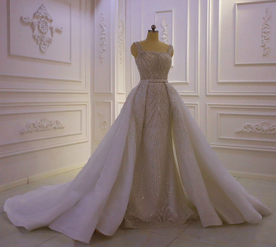 AM1178 High Neck 3D Flowers Mermaid Swarovski crystal Luxury Wedding Dress