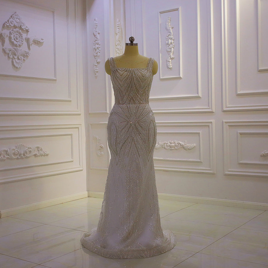 AM1178 High Neck 3D Flowers Mermaid Swarovski crystal Luxury Wedding Dress