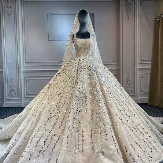Princess Lace Strap Wedding Dress Ball Gown luxury shint Bridal Dresses