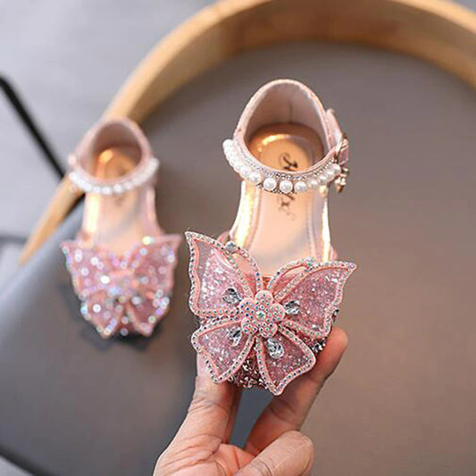 Summer Girls Sandals Fashion Sequins Rhinestone Bow Girls Princess Shoes Baby Girl Shoes Flat Heel Sandals Size 21-35 SHS104 flower girl shoes for bridal party