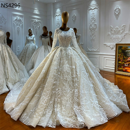 NS4296 Luxury Ball gown Modest Wedding Dress Aiso Bridal Muslim style wedding dress
