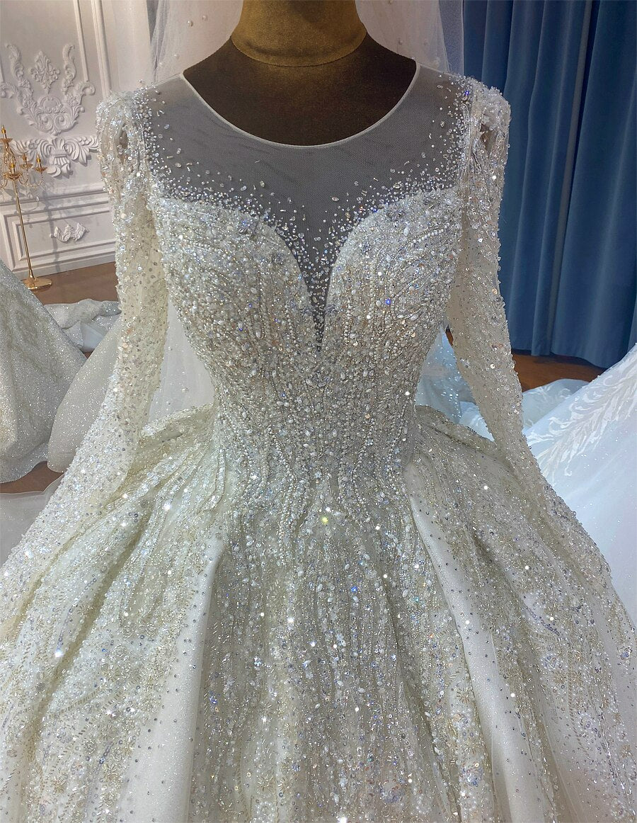 Dubai Style Wedding Dress Luxury Full Crystal and pearl Beading work