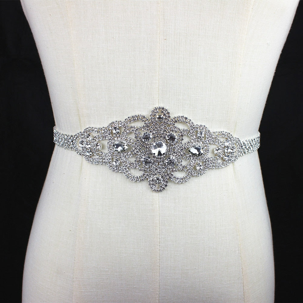 TOPQUEEN Bridal Belt Silver Rhinestones Appliques For Dresses Wedding Belt  Bride Dress Shiny Women'S Belt Arab Belt S26