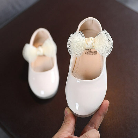 Children Leather Flats For Toddlers Girls flower girls shoes Brand New Spring Autumn Kids Dress Shoes PU Patent Leather With Lace Bowtie Sweet