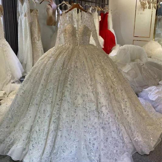 NS4482 Luxury shiny crystal beaded wedding dress