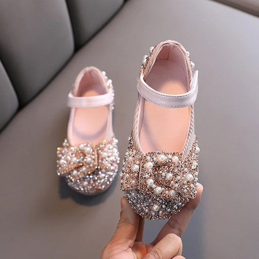 Childrens Shoes Pearl Rhinestones Shining Kids Princess Shoes Baby Girls Shoes Party And Wedding D487 princess flower girl shoes