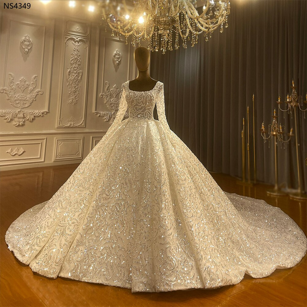 NS4349 Dubai style Modest muslim ball gown wedding dress
