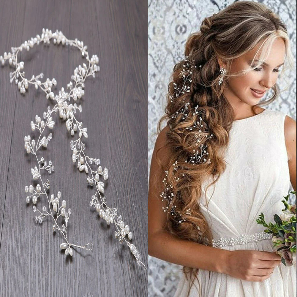 Wedding Hair Accessories Crystal Pearl Hair Belt Wedding Bridal Hair Ornaments Hair Jewelry bride Headdress Headbands Hot
