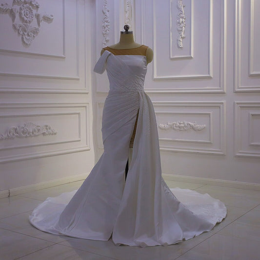 AM1322 Simple Satin Mermaid luxury Wedding Dress