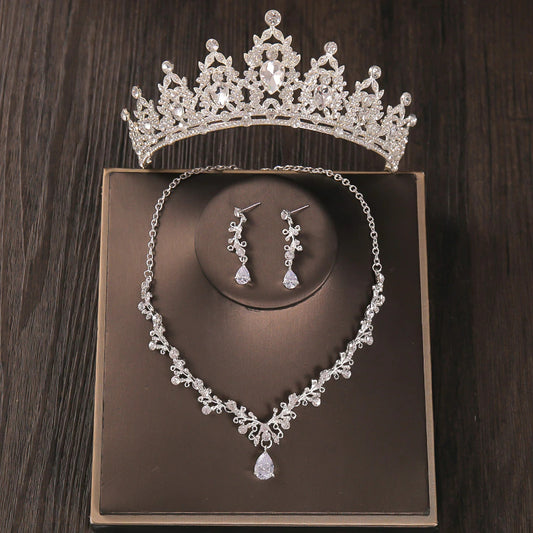 Baroque Bridal Jewelry Sets Rhinestone Crystal Tiara Crown Earrings Necklace Wedding Bride Luxury Jewelry Set Party Gift