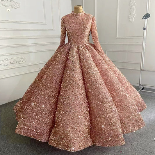Rose gold ball gown luxury evening dress