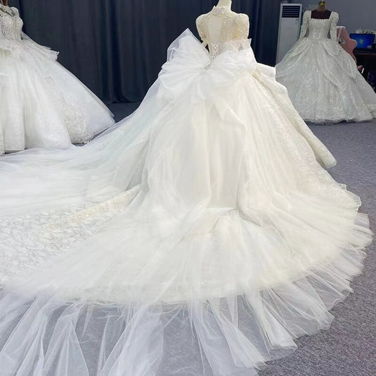 Crystal Beaded Shiny Glitter Luxurious Ball Gown Wedding Dress Aiso Bridal