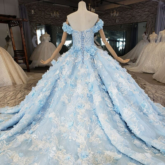 Off-shoulder Blue Strapless Evening Dress quinceanera dress