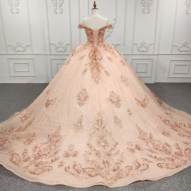 Quinceanera flower beading ball gown luxury sweet 16 dress
