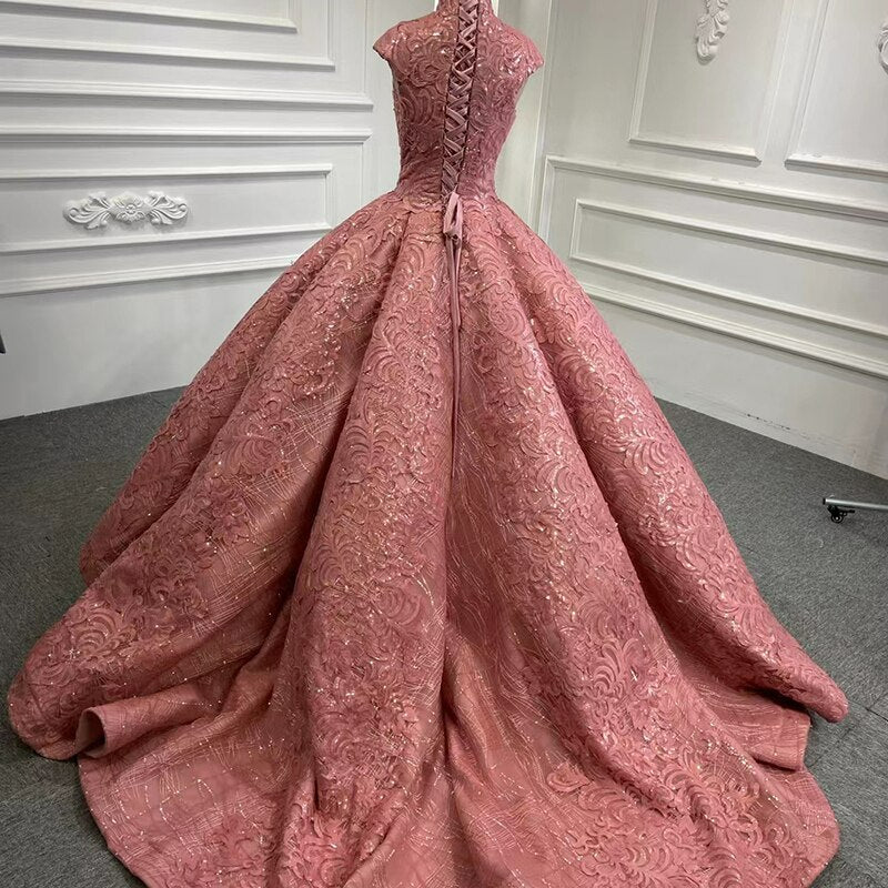 Long sleeve gala evening luxury ball gown mother of bride groom dress