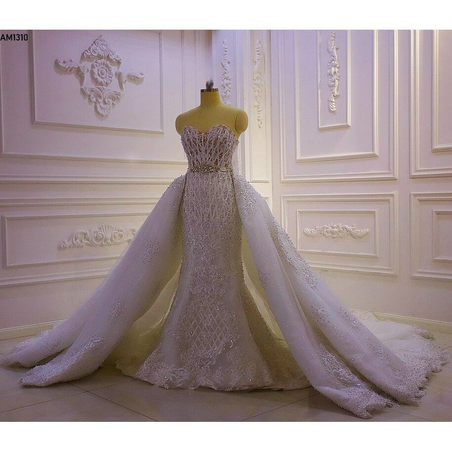 AM1310 Luxury Sweetheart 2 in 1 Mermaid detachable skirt Wedding Dress