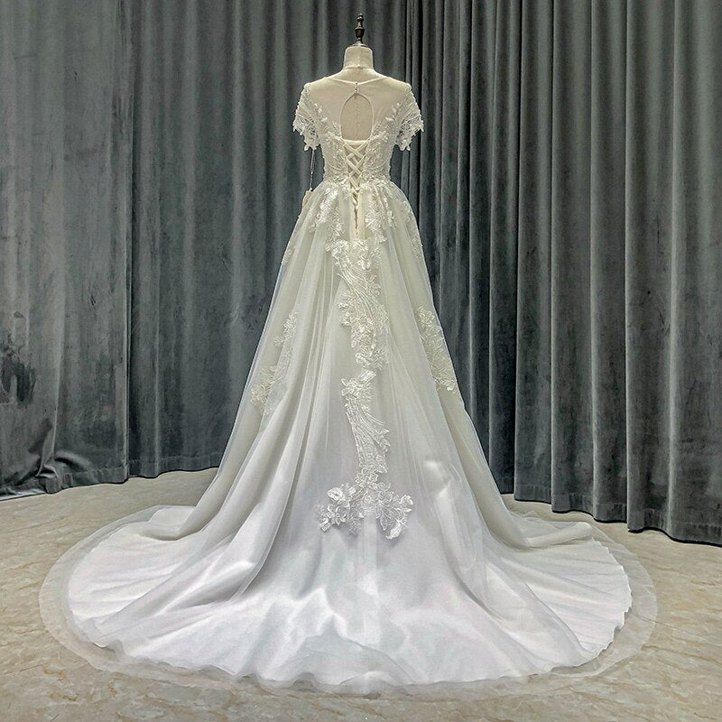 romantic wedding dress elegant wedding Female Ceremony dress woman modest lace simple civil bried wedding dress