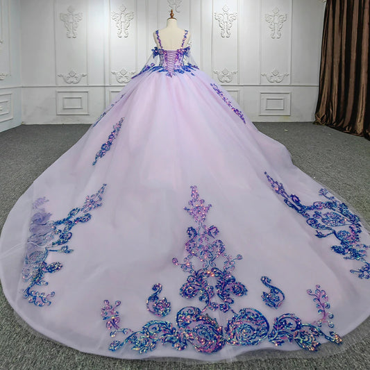 Purple Beading Sweetheart Evening Quinceanera Party Dress