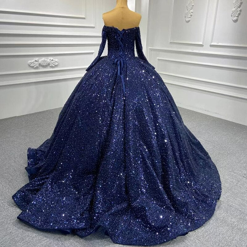 Luxury Plus Size evening gala ball gown shiny glitter dress