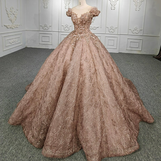 Blush Pink pearl beaded sweetheart neckline quinceanera evening ball gown gala dress