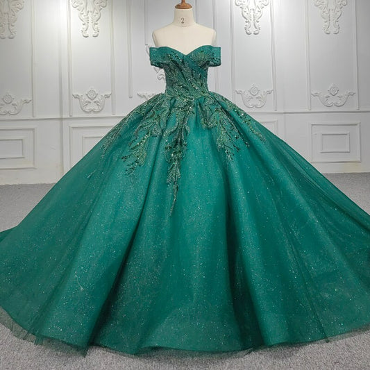 Quinceanera Dresses Ball Gown Sequined shinny glitter green dress