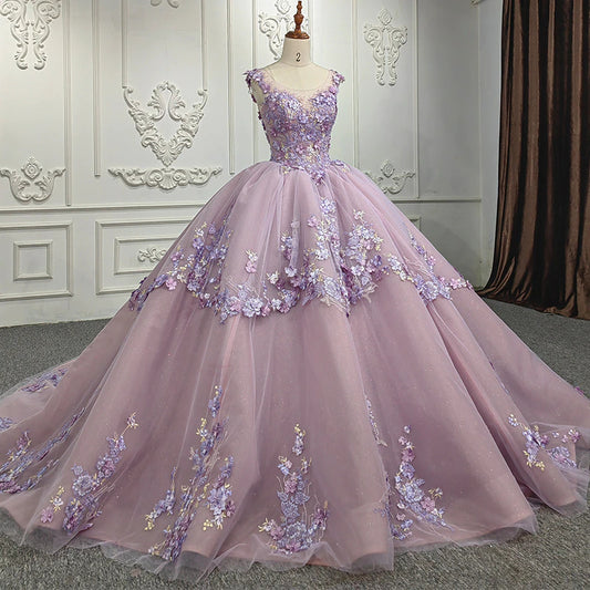 Purple Sweetheart Neckline Quinceanera Luxury Dress