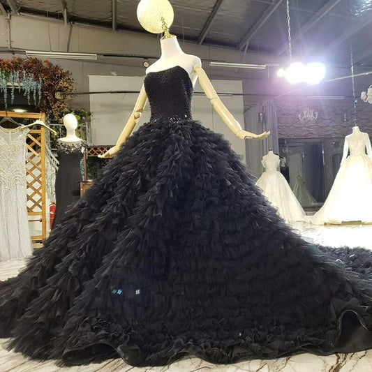 Black Wedding Dress Strapless With Sleeveless Party Dresses Vestidos De Fiesta De Noche
