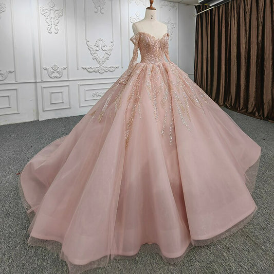 Sweetheart Long One-Piece luxury Dress Gown crystal Beading