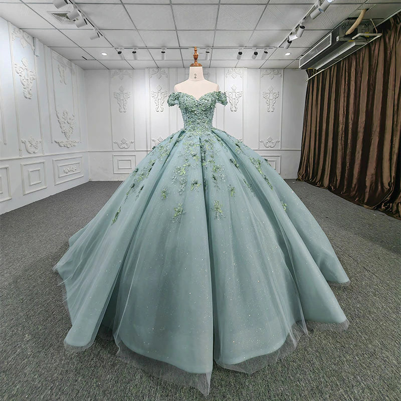 Green luxury Quinceanera evening ball gown dress