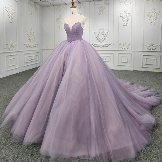 Ruched Purple Sweetheart Ball Gown Quinceanera Dress