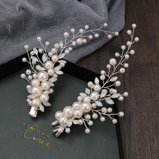 Pearl Hair Clip Headband Bridal Hair Accessories Women Tiara Crystal Headband Wedding Barrettes Hair Jewelry Gift