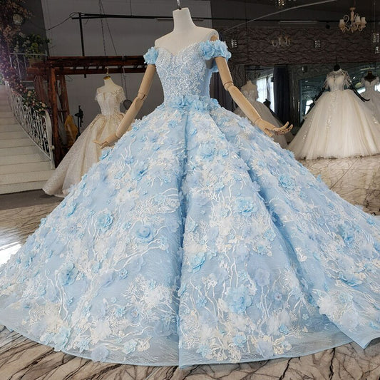 Off-shoulder Blue Strapless Evening Dress quinceanera dress