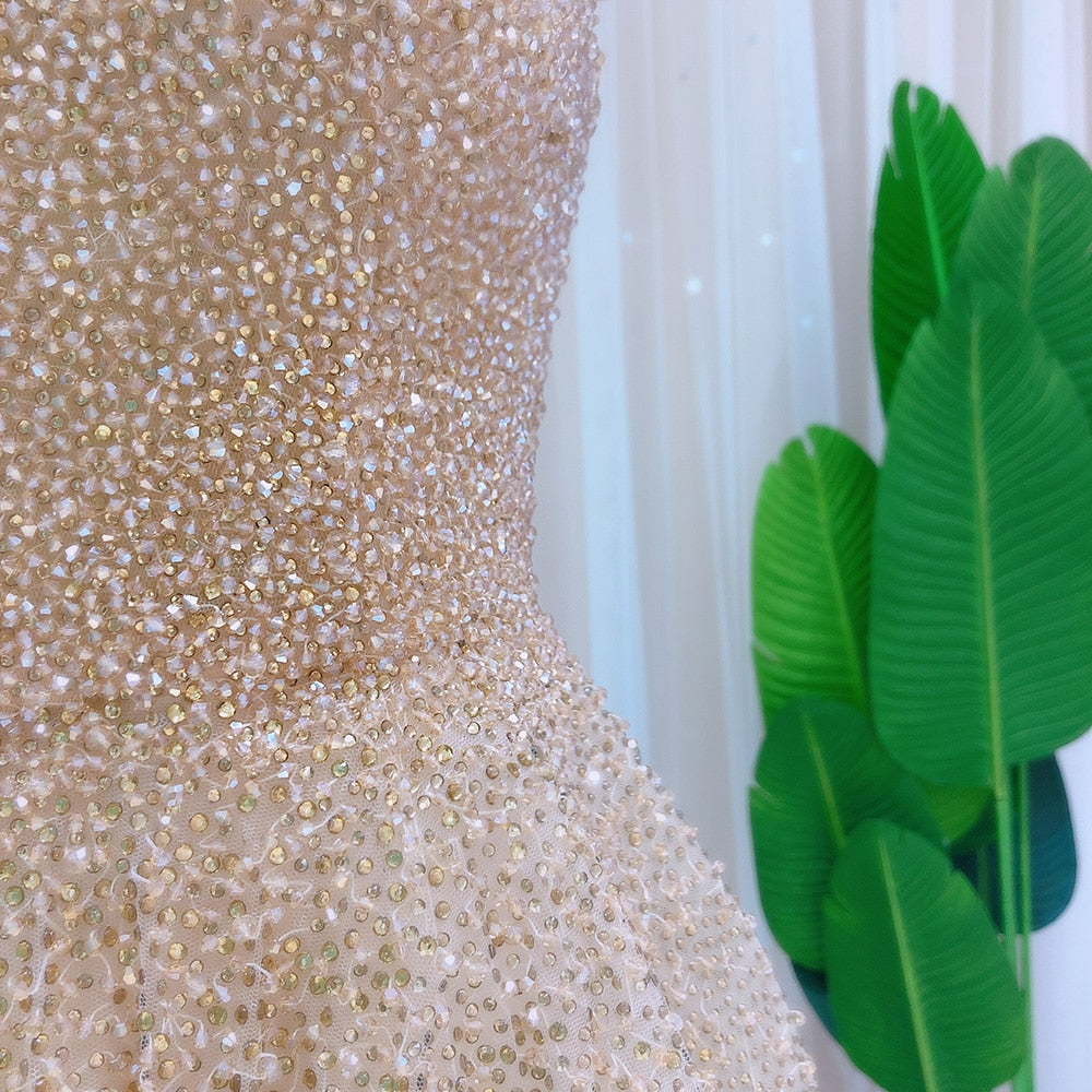 SS208 Luxury Dubai Crystal Gold Ball Gown Evening Dresses Arabic Burgundy Long Formal Party Dress for Women Wedding