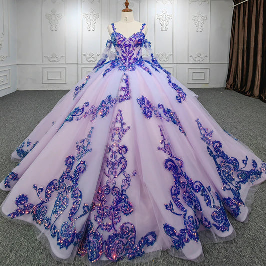 Purple Beading Sweetheart Evening Quinceanera Party Dress