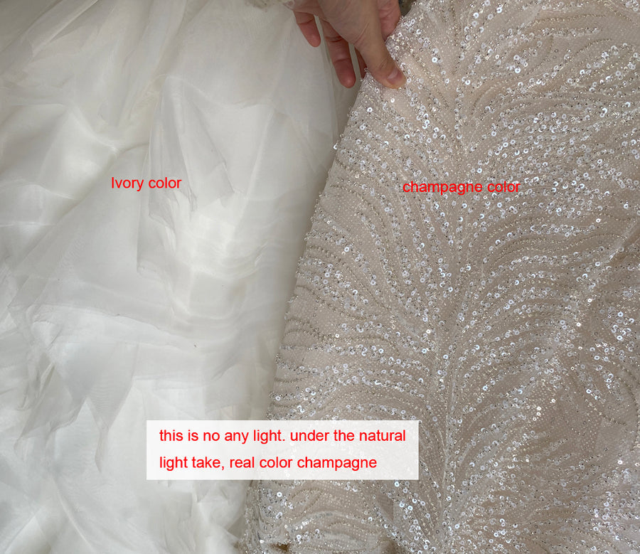 NS4312 Luxury Long sleeve pearl beaded modes ball gown Wedding Dresses