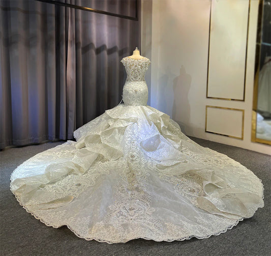 Luxury Designer Custom Made Mermaid Wedding Dress Crystal Beaded Shiny Affordable Luxury Wedding dress