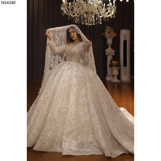 Long Luxury OFF white Ball Gown Wedding Dress for Brides vestido de novia plus size Wedding dress