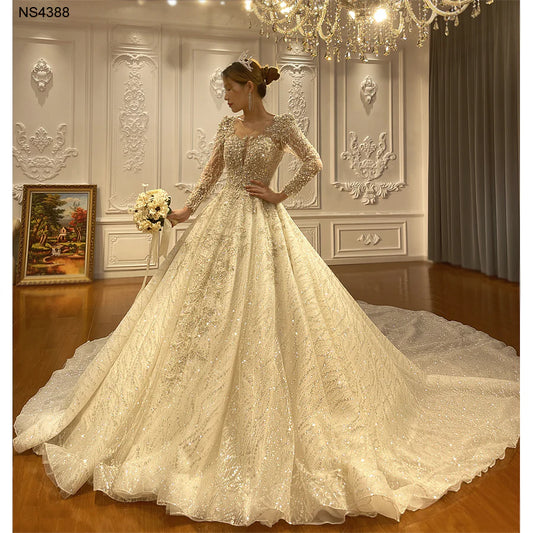 Heavy Beading Haute Couture Glitter Sparkle Dubai Style Wedding Dress Custom Made Wedding Dress vestido de novia
