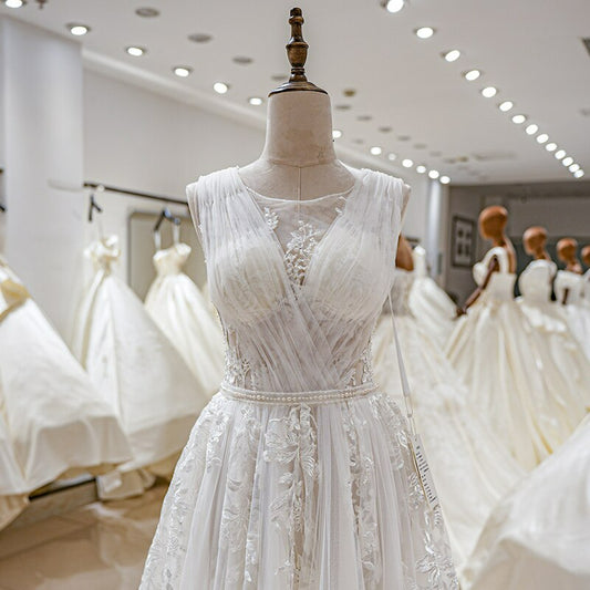 Boho Wedding Dresses For Women Tulle Lace Applique 3D Flower High Sexy Bridal Robe De Mariée Vestidos Novia